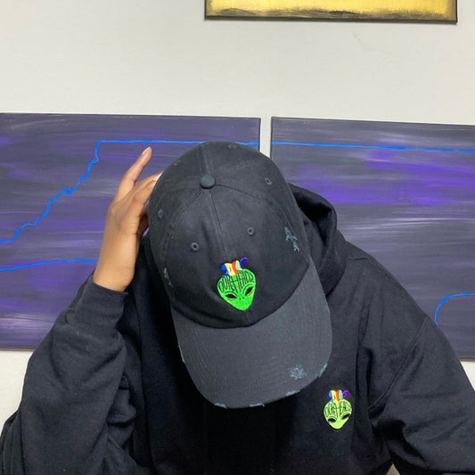 DOPEHEADZ DISTRESSED BLACK DAD HAT