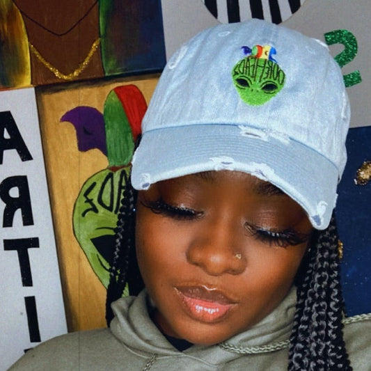 DOPEHEADZ DISTRESSED DENIM DAD HAT